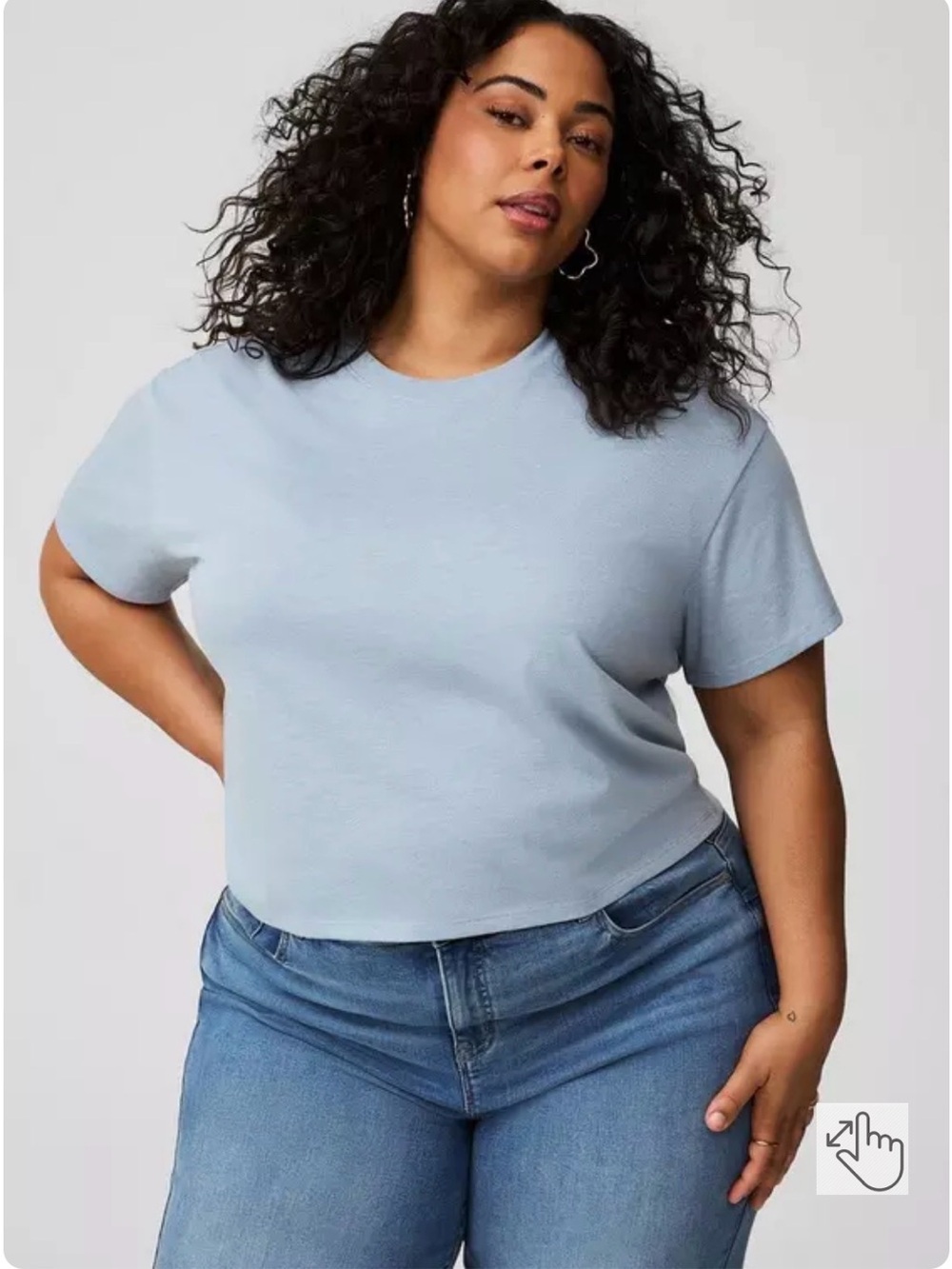 Torrid Signature Jersey Relaxed Crop Crew Tee, Dusty Blue, Size 3 (3X 22-24)